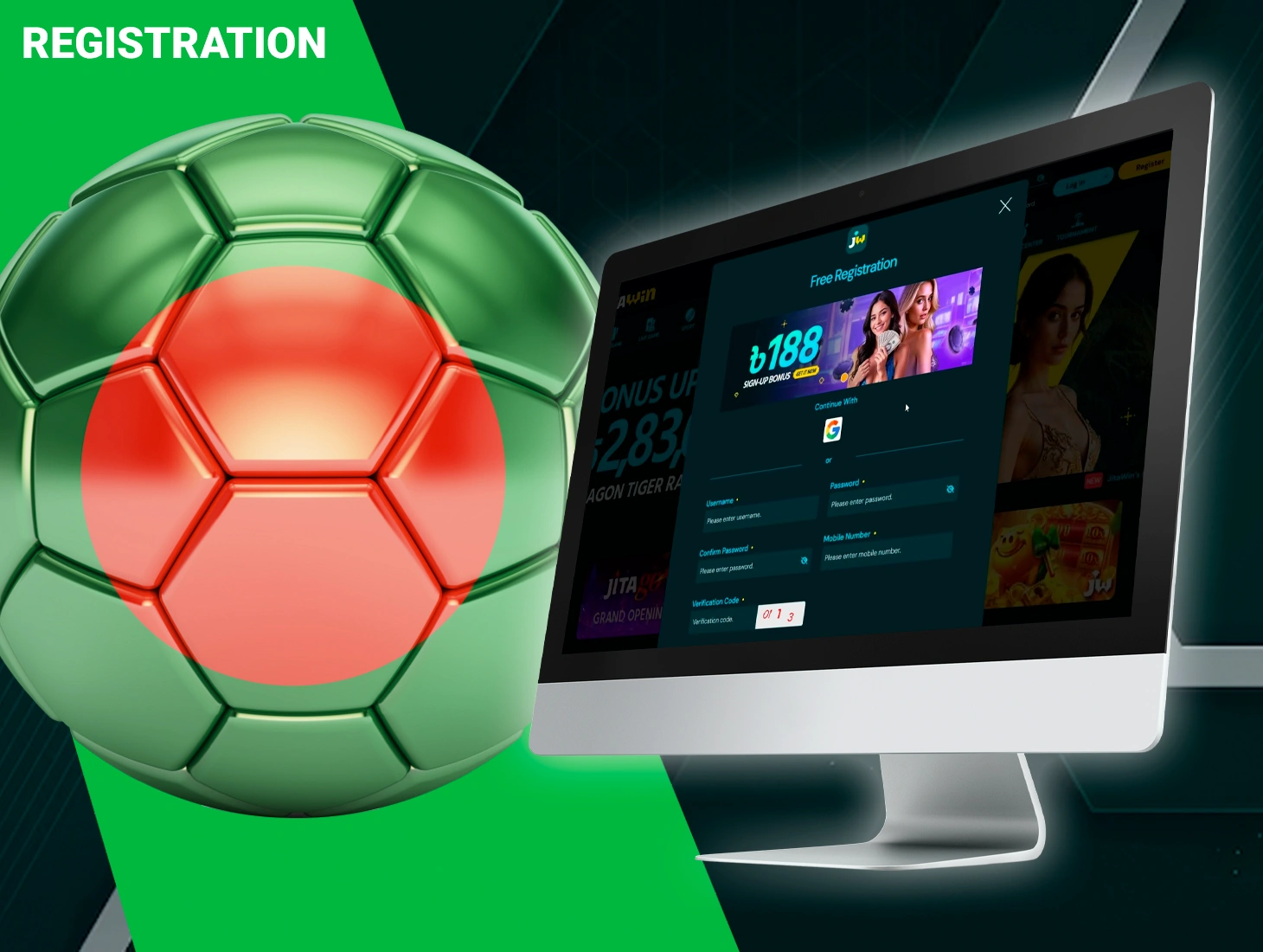 Register with JitaWin to get access to casino games and sporting events
